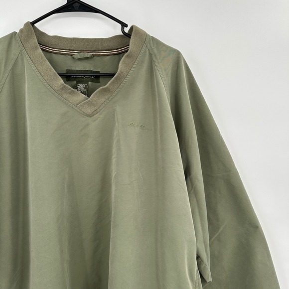 Y2K Eddie Bauer Golf Nylon Green V-Neck Windshirt Pullover Men's XL Tall - Picture 2 of 9